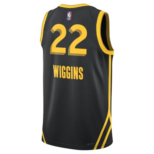 Nike Golden State Warriors #22 Andrew Wiggins Unisex Swingman Jersey - City Edition - Black - Image 2