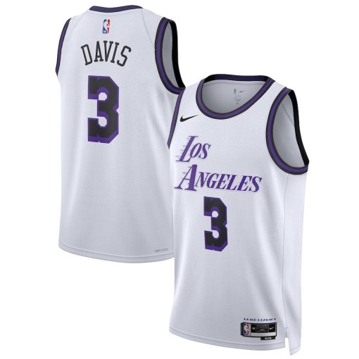 Nike Los Angeles Lakers #3 Anthony Davis Unisex  Swingman Jersey - City Edition - White - Image 3