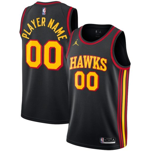Jordan Atlanta Hawks Custom Unisex Swingman Jersey - Statement Edition - Black - Image 3