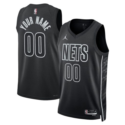Jordan Brooklyn Nets Custom Unisex Swingman Jersey - Statement Edition - Black - Image 3