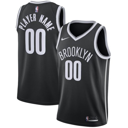 Nike Brooklyn Nets Custom Unisex Swingman Jersey - Icon Edition - Black - Image 3
