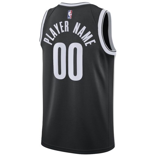 Nike Brooklyn Nets Custom Unisex Swingman Jersey - Icon Edition - Black - Image 2