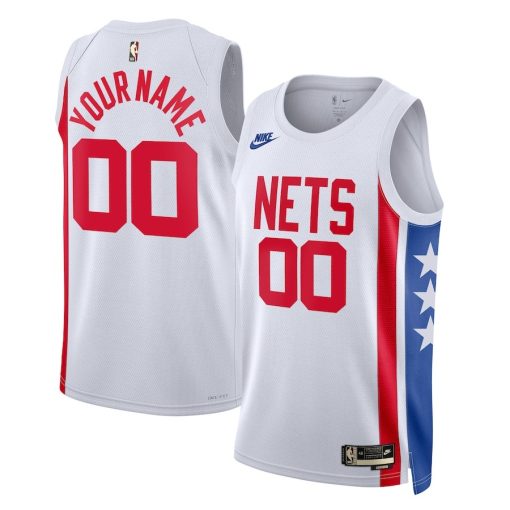 Nike Brooklyn Nets Custom Unisex Swingman Jersey - Classic Edition - White - Image 3