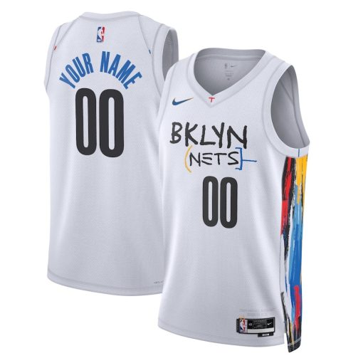 Nike Brooklyn Nets Custom Unisex Swingman Jersey - City Edition - White - Image 3
