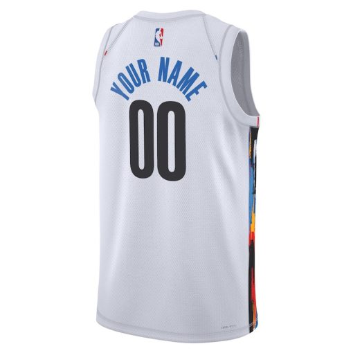 Nike Brooklyn Nets Custom Unisex Swingman Jersey - City Edition - White - Image 2