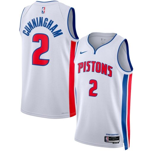 Nike Detroit Pistons #2 Cade Cunningham Unisex Swingman Jersey - Association Edition - White - Image 3