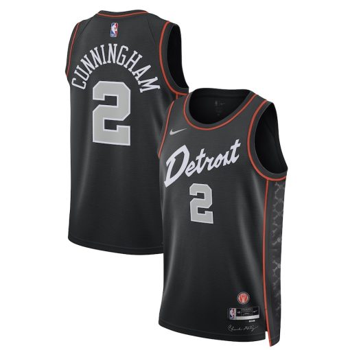 Nike Detroit Pistons #2 Cade Cunningham Unisex  Swingman Jersey - City Edition - Black - Image 3
