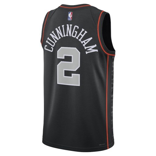 Nike Detroit Pistons #2 Cade Cunningham Unisex  Swingman Jersey - City Edition - Black - Image 2