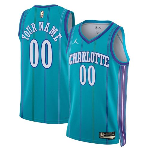 Jordan Charlotte Hornets Custom Unisex Swingman Jersey - Classic Edition - Teal - Image 3