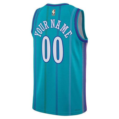 Jordan Charlotte Hornets Custom Unisex Swingman Jersey - Classic Edition - Teal - Image 2