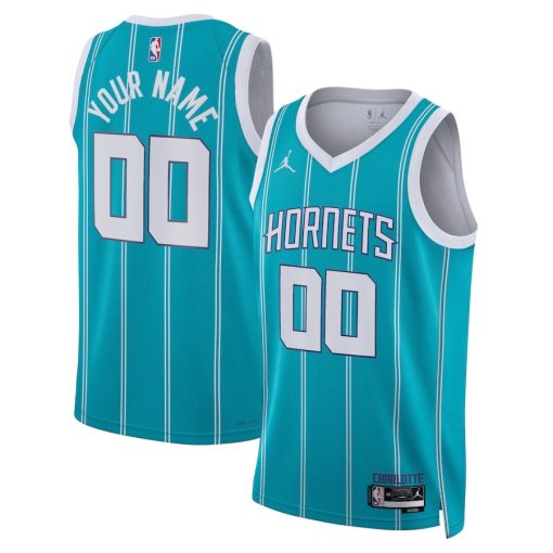 Jordan Charlotte Hornets Custom Unisex Swingman Jersey - Icon Edition - Teal - Image 3
