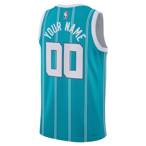 Jordan Charlotte Hornets Custom Unisex Swingman Jersey - Icon Edition - Teal - Image 2