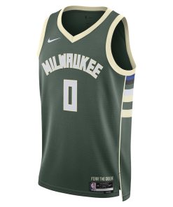 Nike Milwaukee Bucks #0 Damian Lillard Unisex Swingman Jersey - Icon Edition - Hunter Green