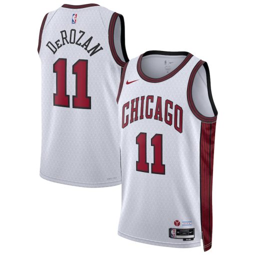 Nike Chicago Bulls #11 DeMar DeRozan Unisex  Swingman Jersey - City Edition - White - Image 3