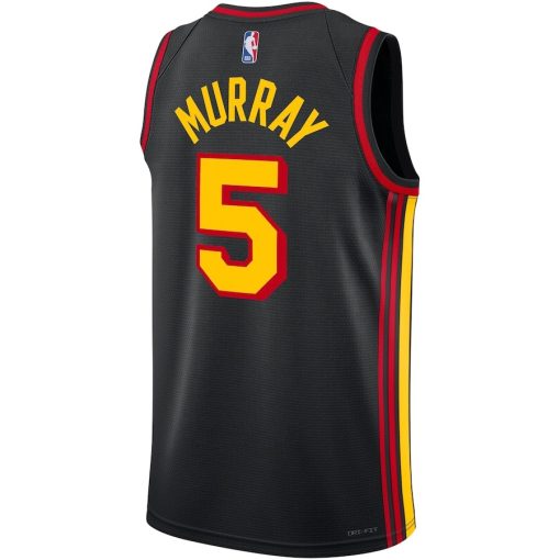 Jordan Atlanta Hawks #5 Dejounte Murray Unisex Swingman Jersey - Statement Edition - Black - Image 2