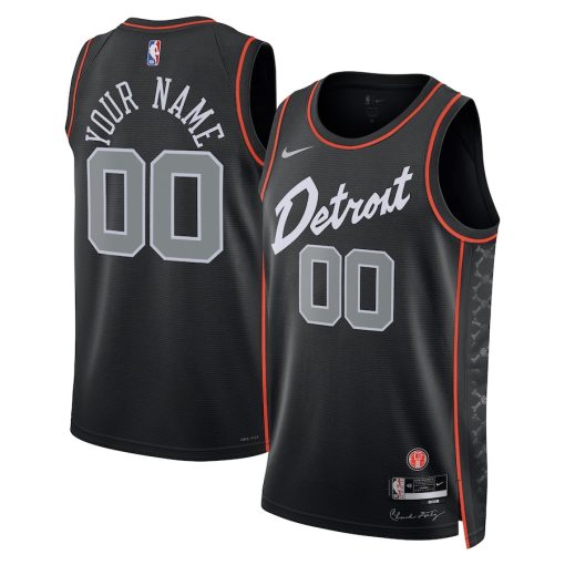 Nike Detroit Pistons Custom Unisex Swingman Jersey - City Edition - Black - Image 3