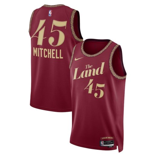 Nike Cleveland Cavaliers #45 Donovan Mitchell Unisex  Swingman Jersey -  City Edition - Wine - Image 3