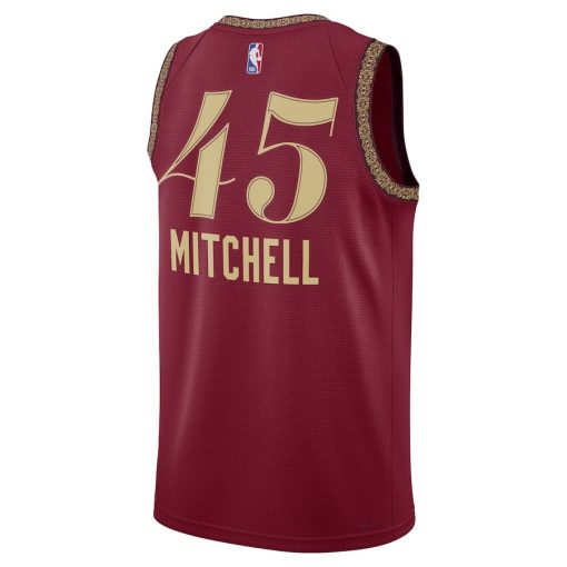 Nike Cleveland Cavaliers #45 Donovan Mitchell Unisex  Swingman Jersey -  City Edition - Wine - Image 2