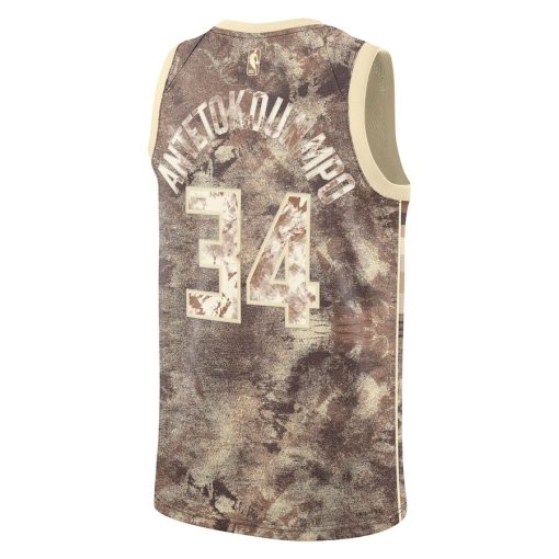 Nike Milwaukee Bucks #34 Giannis Antetokounmpo Unisex Swingman Jersey - Select Series - Brown - Image 2