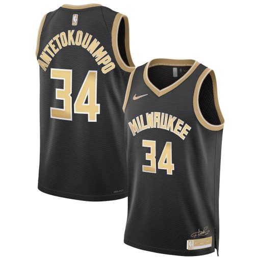 Nike Milwaukee Bucks #34 Giannis Antetokounmpo Unisex Swingman Jersey - Select Series – Black - Image 3