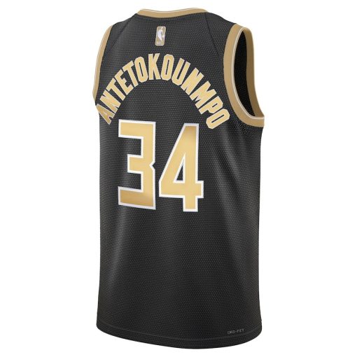 Nike Milwaukee Bucks #34 Giannis Antetokounmpo Unisex Swingman Jersey - Select Series – Black - Image 2