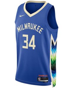 Nike Milwaukee Bucks #34 Giannis Antetokounmpo Unisex  Swingman Jersey - City Edition - Royal