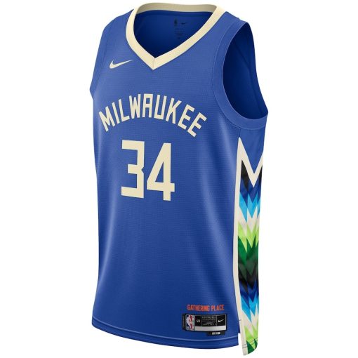 Nike Milwaukee Bucks #34 Giannis Antetokounmpo Unisex  Swingman Jersey - City Edition - Royal