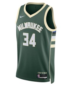 Nike Milwaukee Bucks #34 Giannis Antetokounmpo Unisex Swingman Jersey - Icon Edition - Hunter Green
