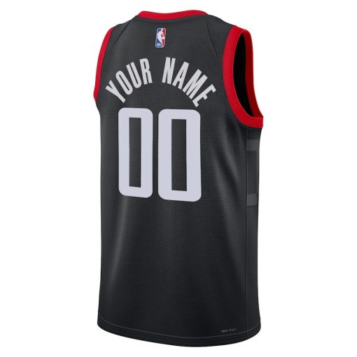 Jordan Houston Rockets Custom Unisex Swingman Jersey - Statement Edition - Black - Image 2
