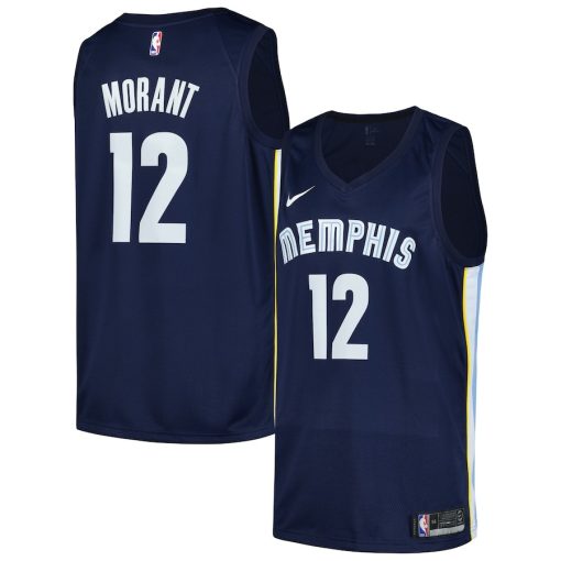 Nike Memphis Grizzlies #12 Ja Morant Unisex Swingman Jersey - Icon Edition - Navy - Image 3