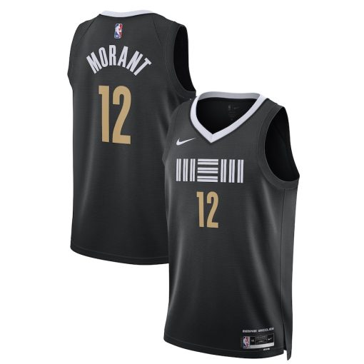 Nike Memphis Grizzlies #12 Ja Morant Unisex Swingman Jersey - City Edition - Black - Image 3
