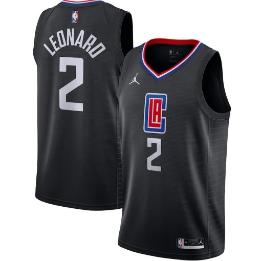 Jordan LA Clippers #2 Kawhi Leonard Unisex Swingman Jersey - Statement Edition - Black - Image 3