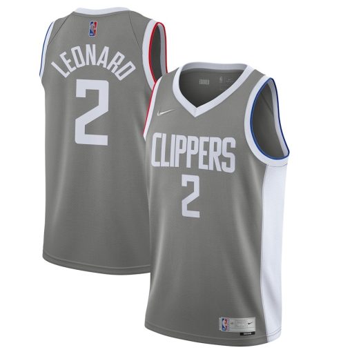 Nike LA Clippers #2 Kawhi Leonard Unisex Swingman Player Jersey - Earned Edition - Grey - Image 3
