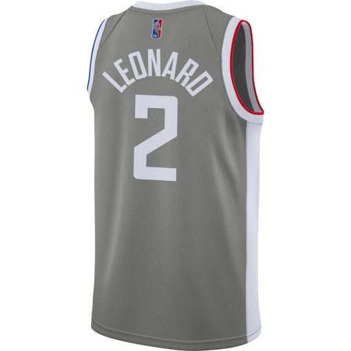 Nike LA Clippers #2 Kawhi Leonard Unisex Swingman Player Jersey - Earned Edition - Grey - Image 2