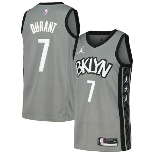 Nike Brooklyn Nets #7 Kevin Durant Swingman Player Jersey - Statement Edition - Grey - Image 3