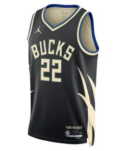Jordan Milwaukee Bucks #22 Khris Middleton Unisex Swingman Jersey - Statement Edition - Black