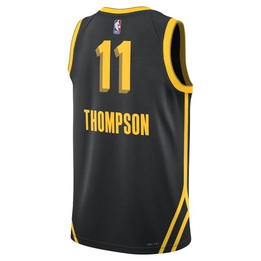 Nike Golden State Warriors #11 Klay Thompson Unisex Swingman Jersey- City Edition - Black - Image 2