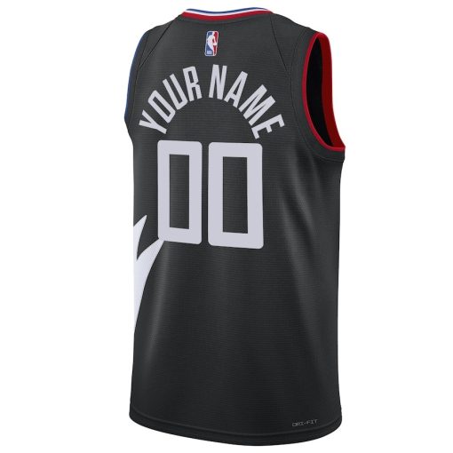 Jordan LA Clippers Custom Unisex Swingman Jersey - Statement Edition - Black - Image 2