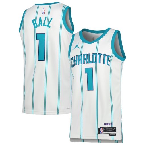 Jordan Charlotte Hornets #1 LaMelo Ball Unisex Swingman Jersey - Association Edition - White - Image 3