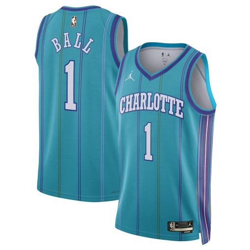 Jordan Charlotte Hornets #1 LaMelo Ball Unisex  Swingman Replica Jersey - Classic Edition - Teal - Image 3