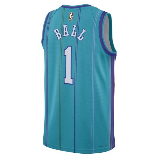 Jordan Charlotte Hornets #1 LaMelo Ball Unisex  Swingman Replica Jersey - Classic Edition - Teal - Image 2