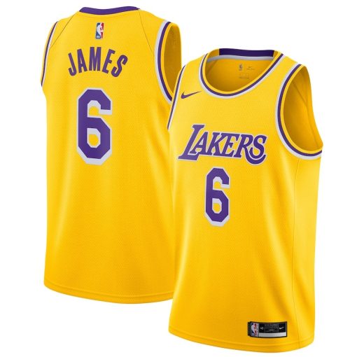 Nike Los Angeles Lakers #6 LeBron James Unisex Swingman Player Jersey -  Icon Edition - Gold - Image 3