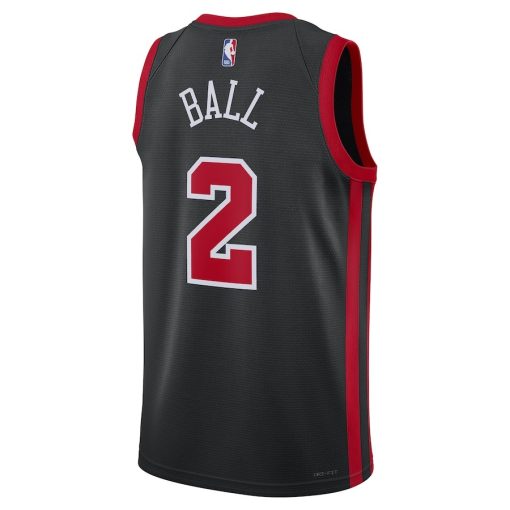 Nike Chicago Bulls #2 Lonzo Ball Unisex  Swingman Jersey - City Edition - Black - Image 2