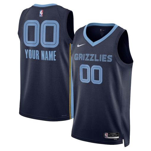 Nike Memphis Grizzlies Custom Unisex Swingman Jersey - Icon Edition - Navy - Image 3