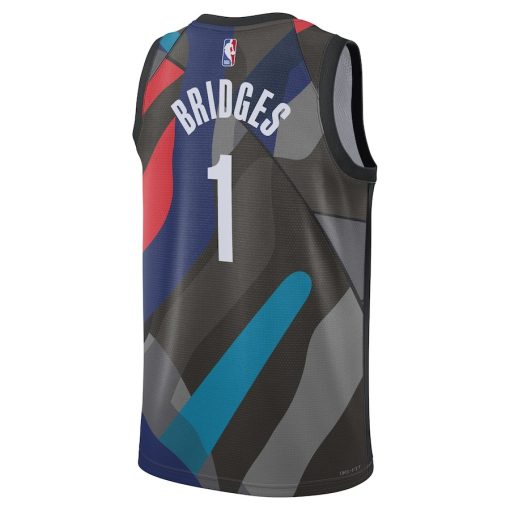 Nike Brooklyn Nets #1 Mikal Bridges Unisex  Swingman Jersey - Black - City Edition - Image 2