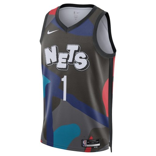 Nike Brooklyn Nets #1 Mikal Bridges Unisex  Swingman Jersey - Black - City Edition