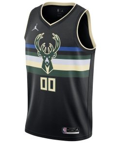 Jordan Milwaukee Bucks Custom Unisex Swingman Jersey - Statement Edition - Black