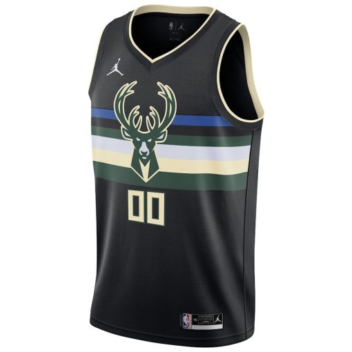Jordan Milwaukee Bucks Custom Unisex Swingman Jersey - Statement Edition - Black