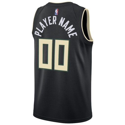 Jordan Milwaukee Bucks Custom Unisex Swingman Jersey - Statement Edition - Black - Image 2