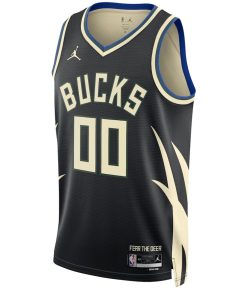 Jordan Milwaukee Bucks Custom Unisex Swingman Jersey - Statement Edition - Black